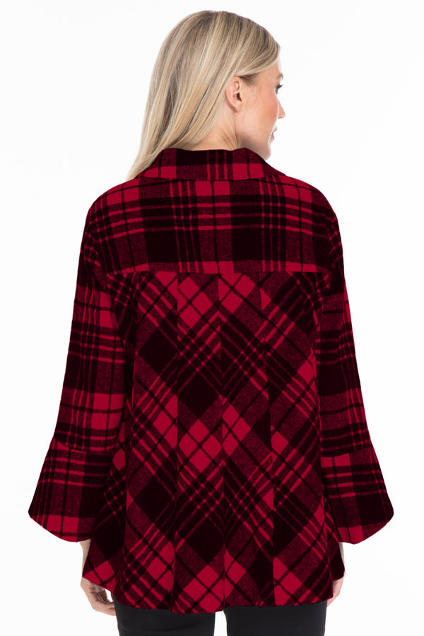 Woven Plaid Jacket - Red