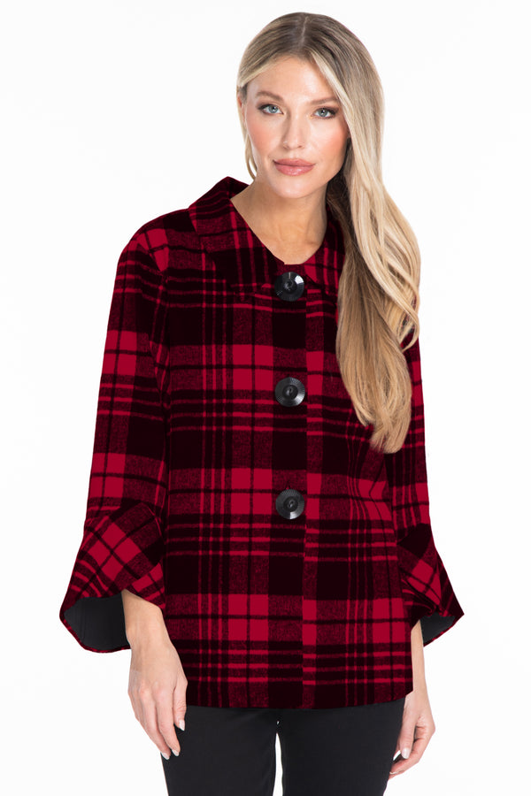 Woven Plaid Jacket - Red