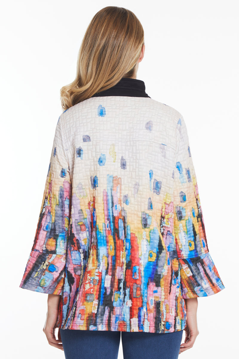 Quilted Print Jacket - Women's - Abstract Multi
