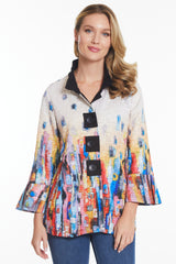 Quilted Print Jacket - Women's - Abstract Multi