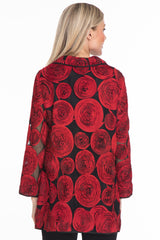 Textured Print Jacket - Petite - Red