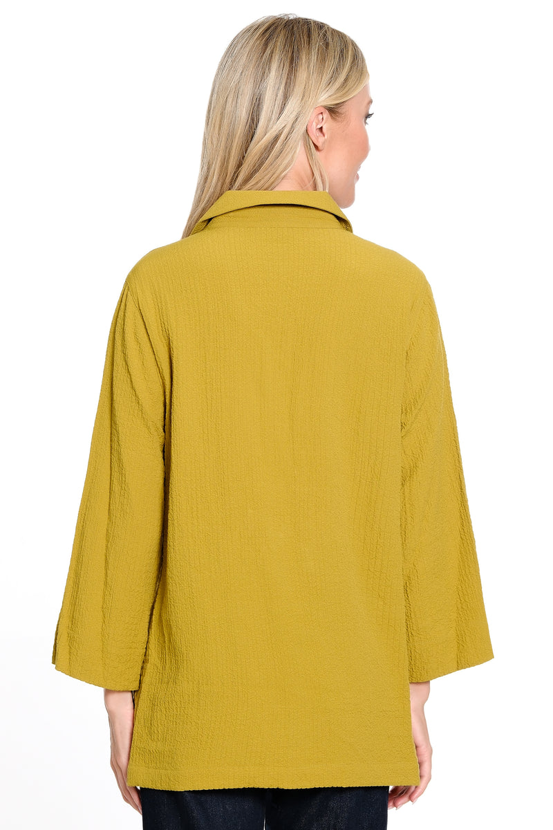 Woven Texture Button Front Tunic - Gold