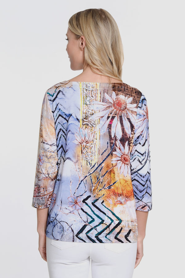 Printed Knit Tunic 3/4 Sleeve Gel Dot - Neutral Print