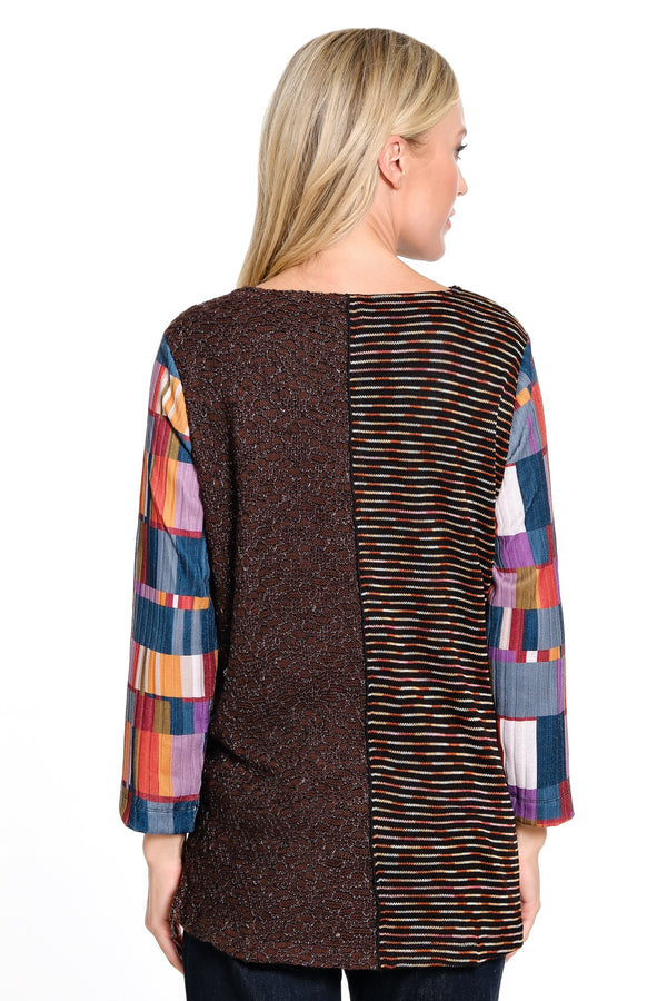 Mixed Media Patch Knit Tunic - Plus - Patch Multi