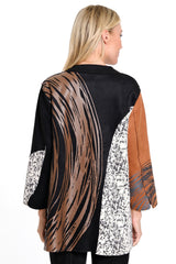 Knit Faux Suede Printed Jacket - Plus - Black