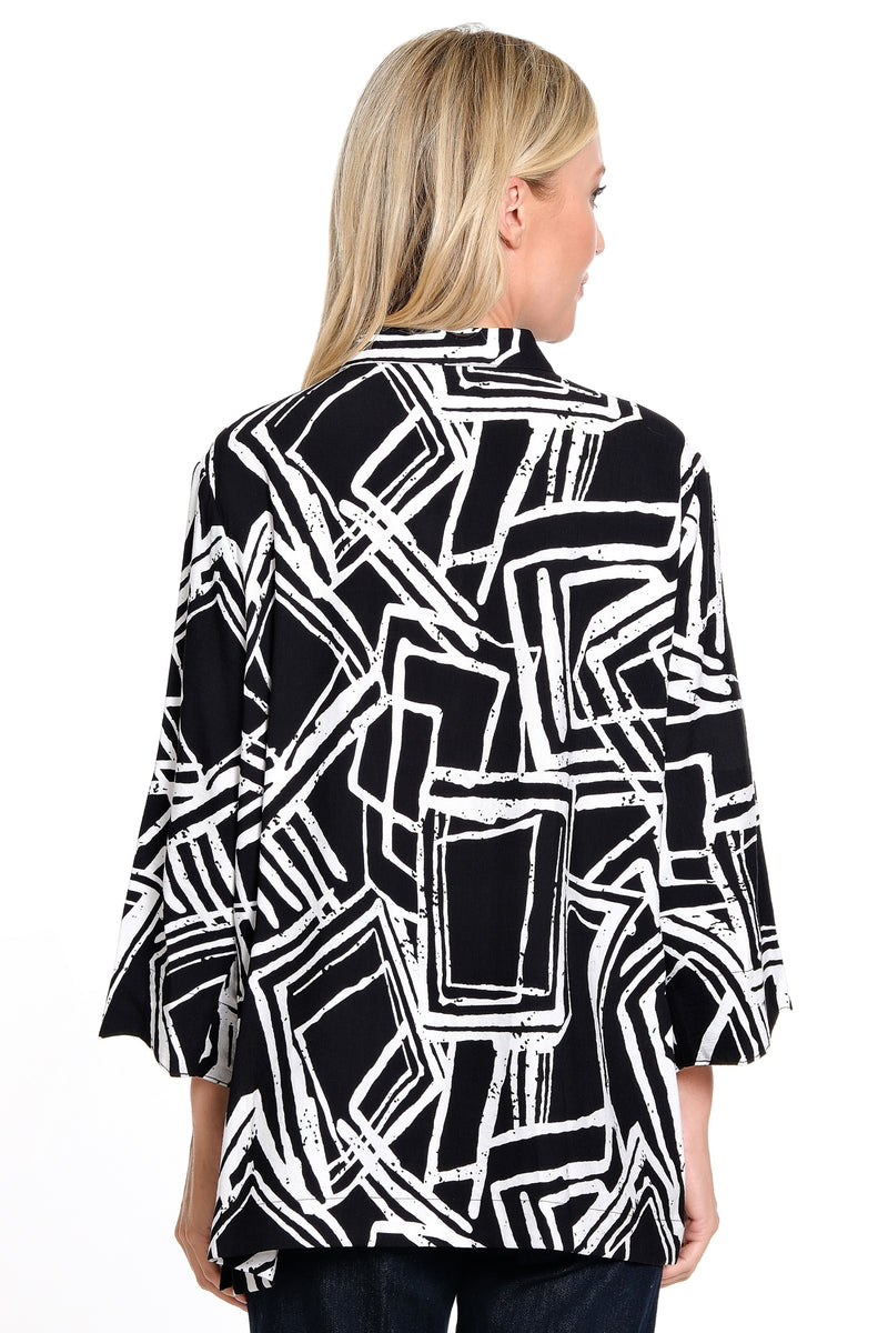 Woven Printed Jacket - Petite - Black & White Print