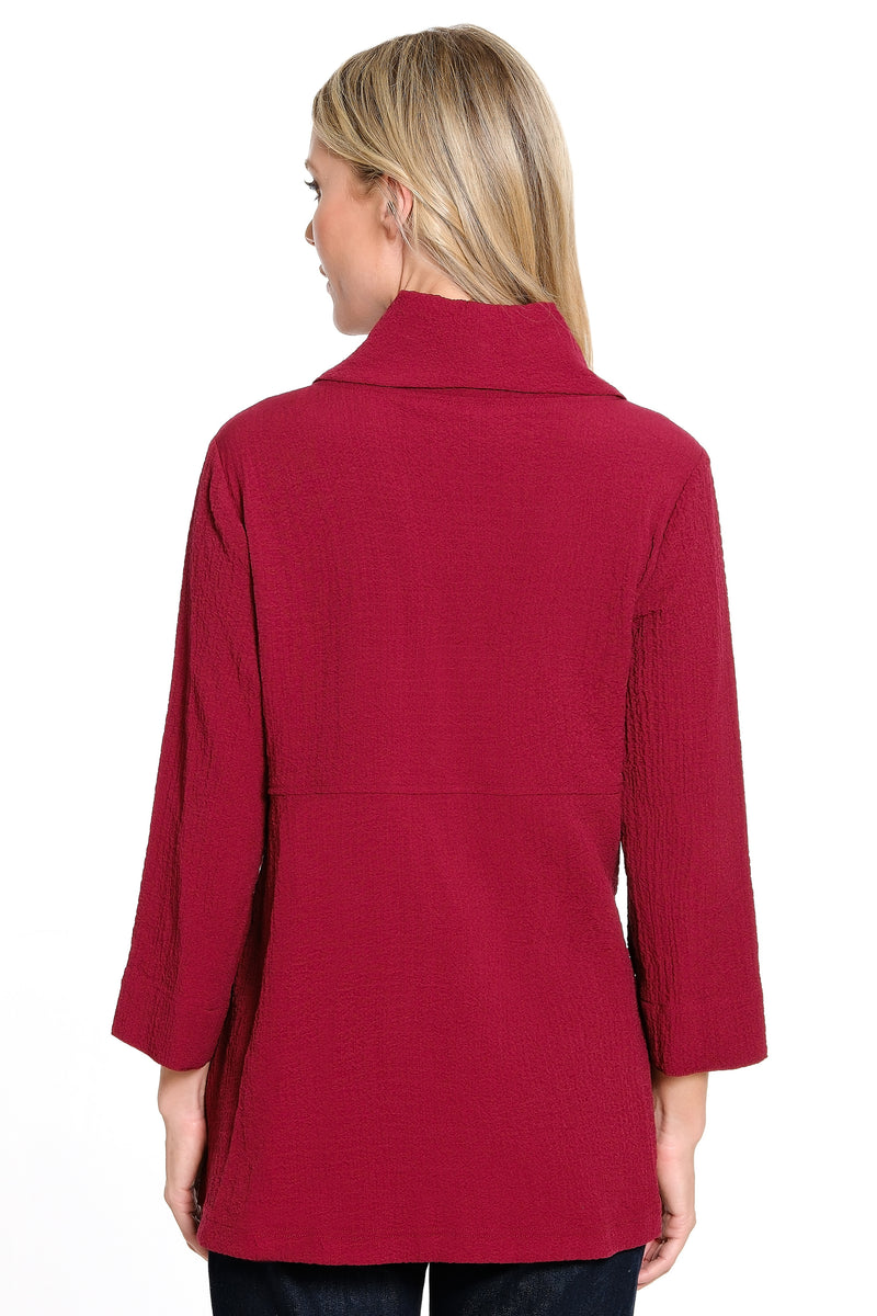 Woven Pucker Fabric Tunic - Wine