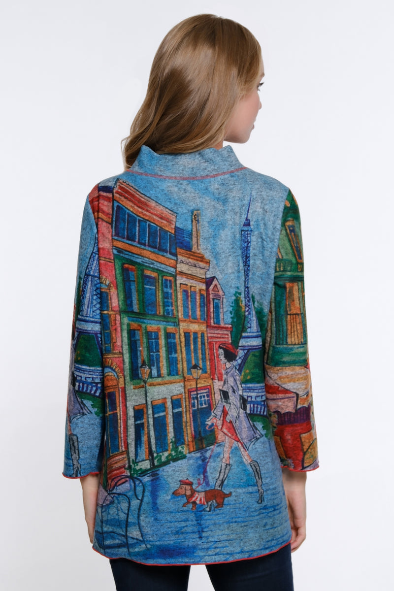 Printed Brushed Knit Tunic - City Print