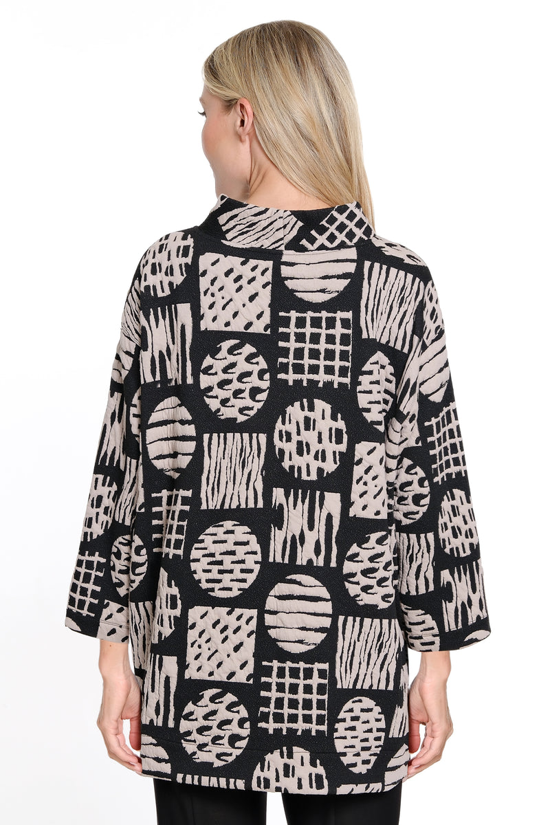 Knit Jacquard Popover Tunic - Black