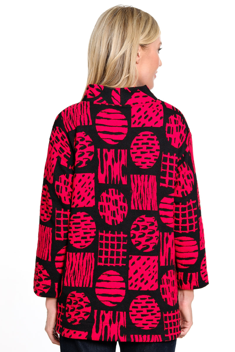 Knit Jacquard Popover Tunic - Red