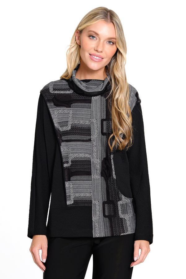 Knit Jacquard Tunic - Black