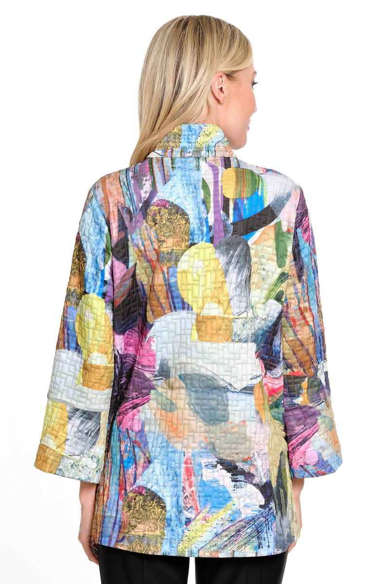 Woven Quilted Jacket with Cuff Sleeves - Women's - Multi