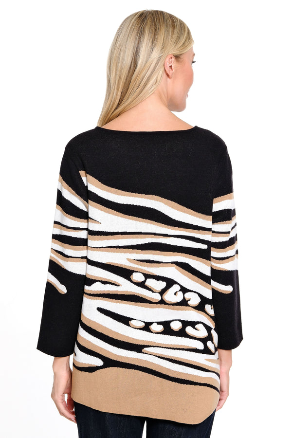 Jacquard Sweater - Black Zebra Print