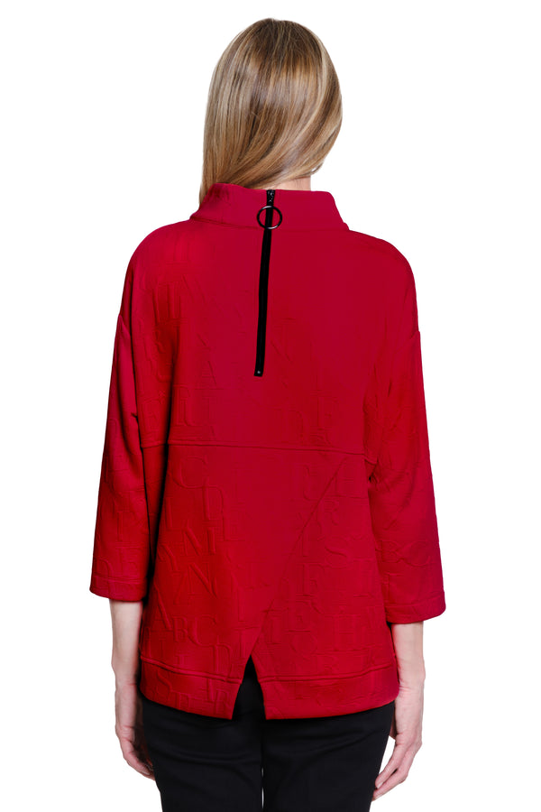 Jacquard Logo Knit Tunic - Red