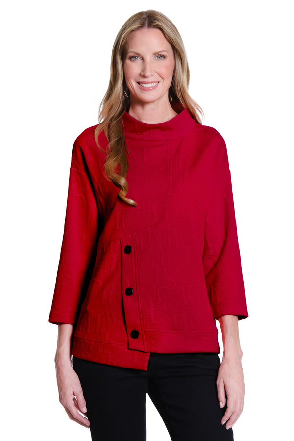 Jacquard Logo Knit Tunic - Red