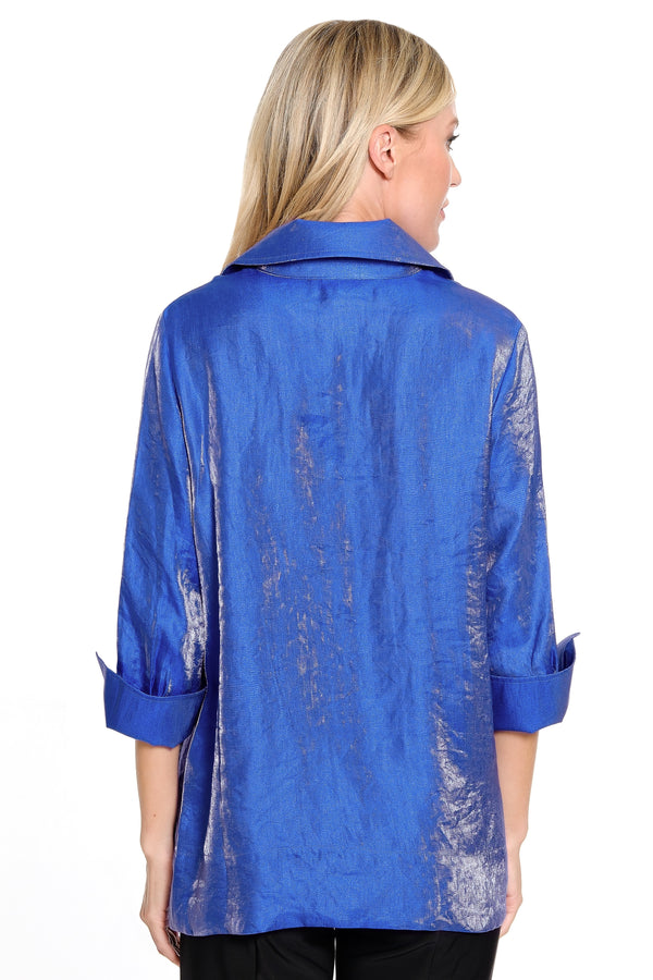 Woven Shimmer Jacket - Petite - Cobalt