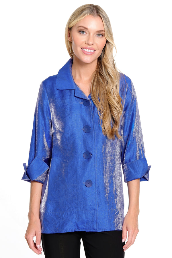 Woven Shimmer Jacket - Cobalt