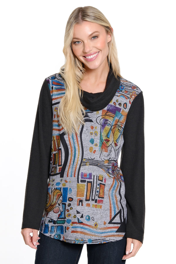 Printed Knit Tunic - Abstract Multi