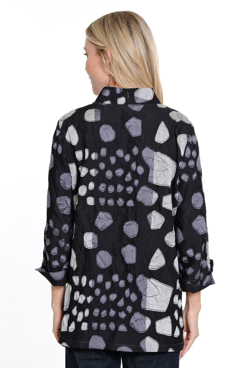 Woven Jacquard Print Jacket - Black