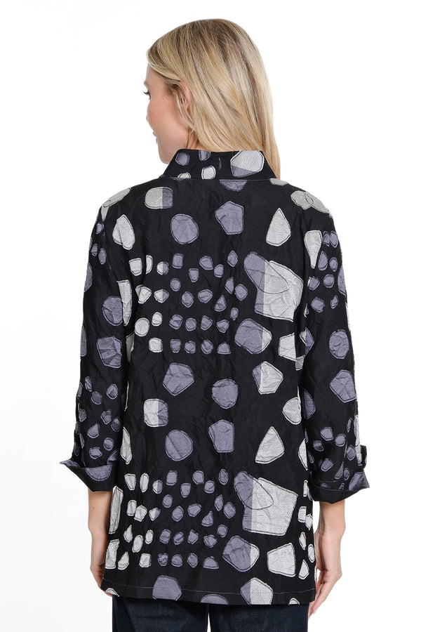 Woven Jacquard Print Jacket - Petite - Black