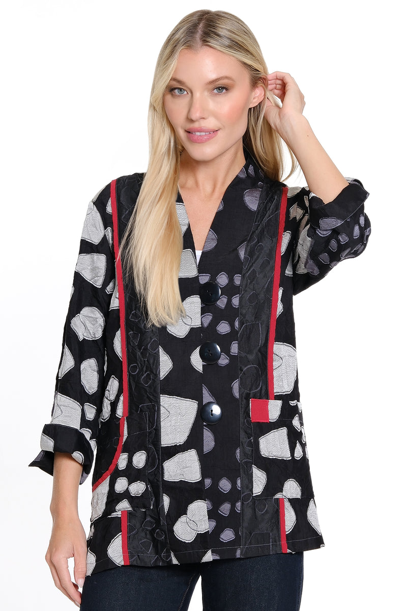 Woven Jacquard Print Jacket - Women's - Black