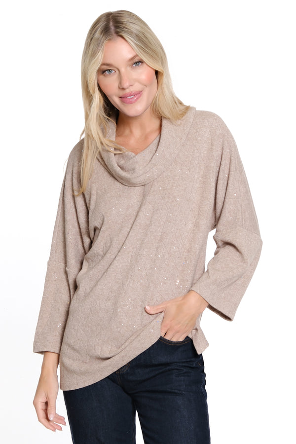 Pointelle Sparkle Sweater - Caramel