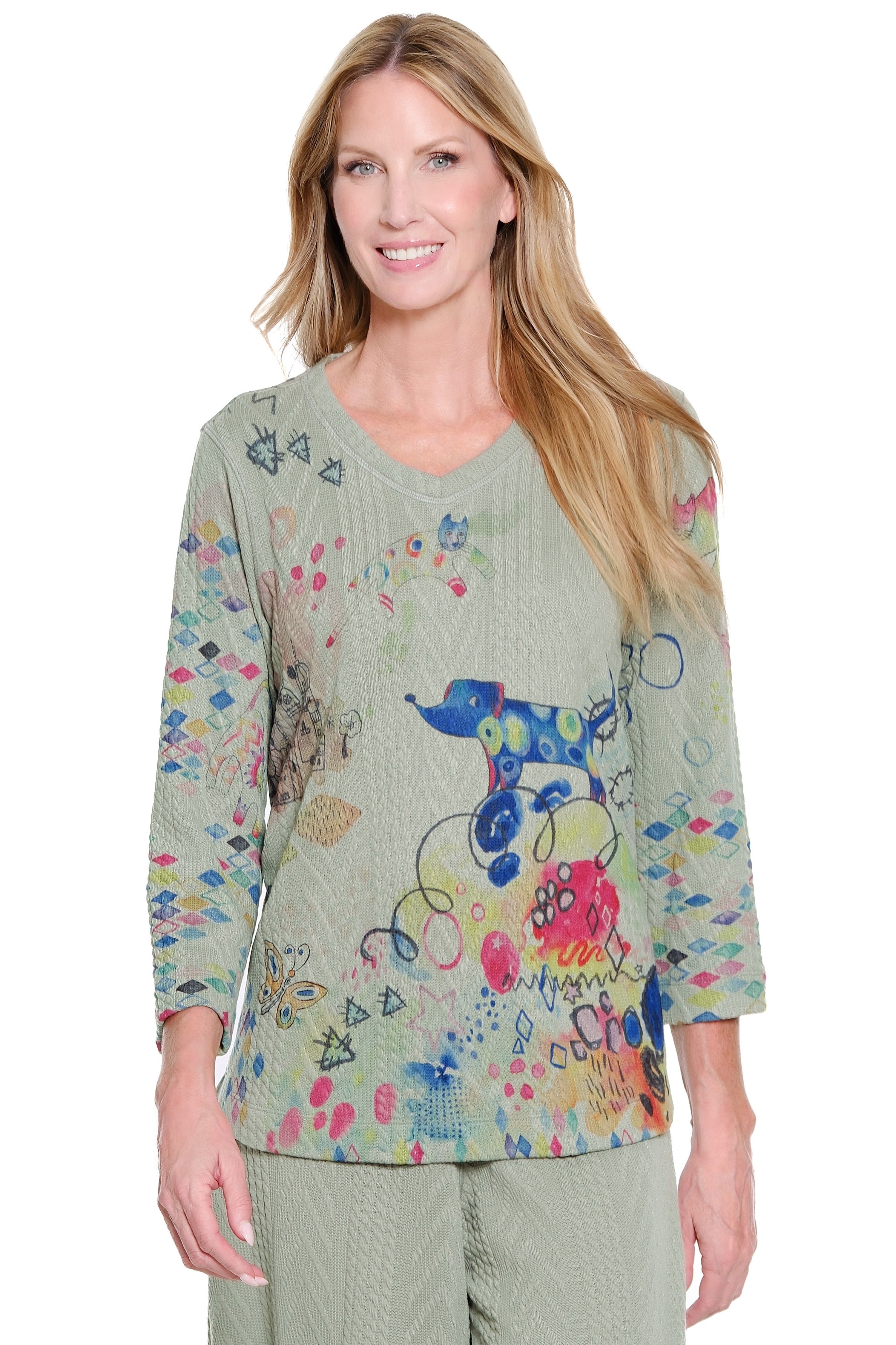 Textured Knit Top - Heather Gray