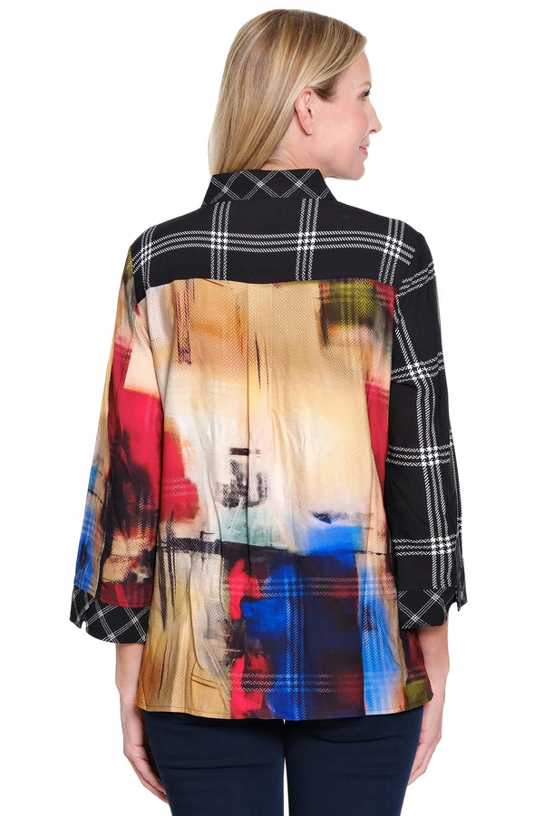 Mixed Print Tunic - Petite - Abstract Multi