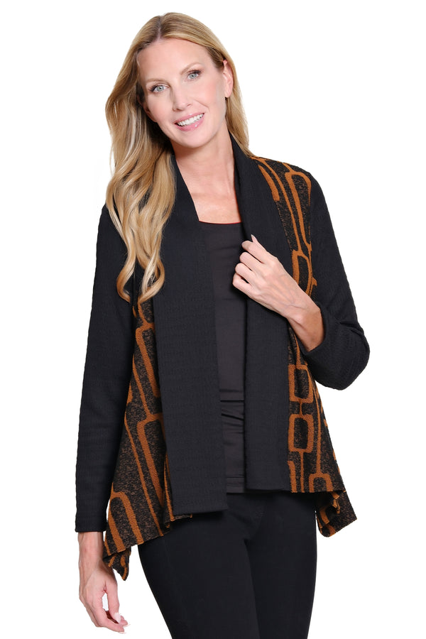 3/4 Sleeve Knit Cardigan - Black