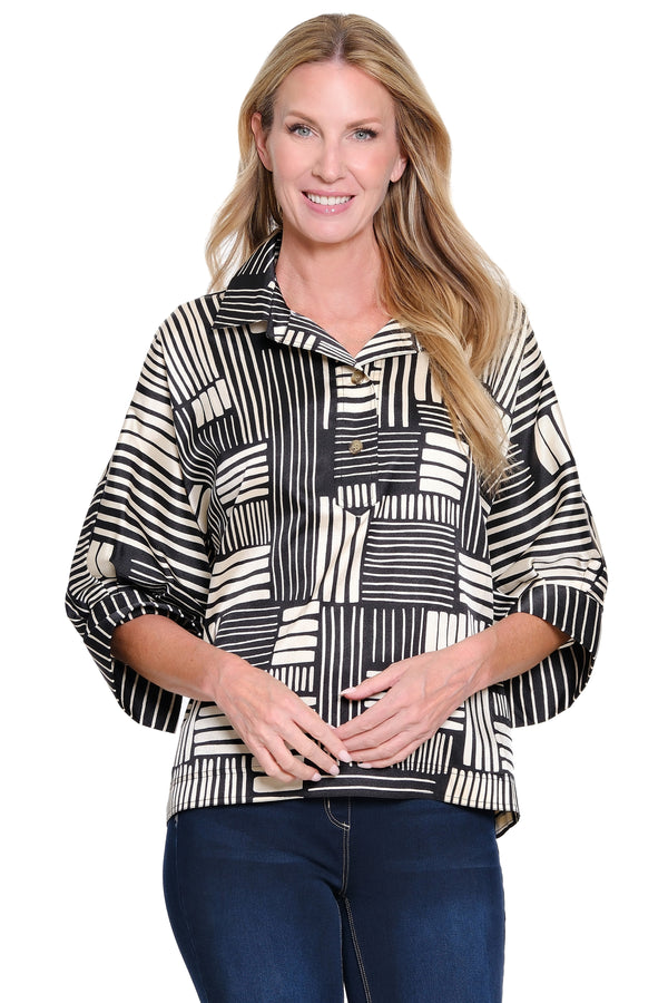 Dolman Sleeve Shirt - Black/Ivory