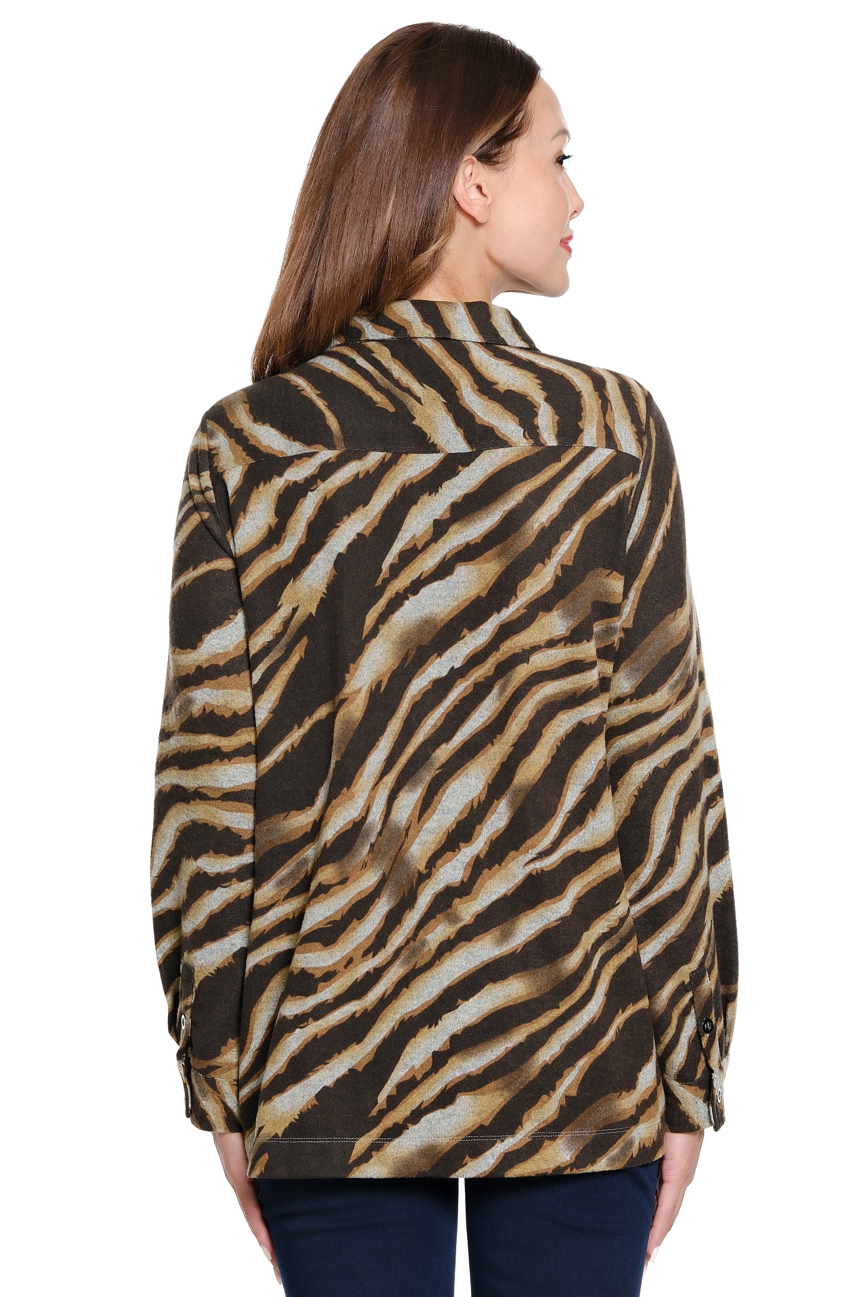 Print Zip Front Tunic - Plus - Zebra