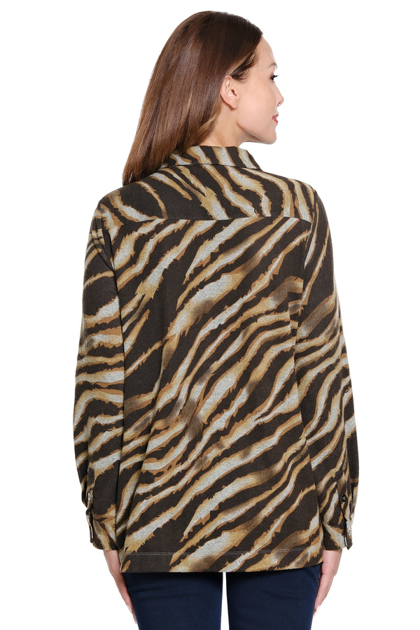 Print Zip Front Tunic - Petite - Zebra