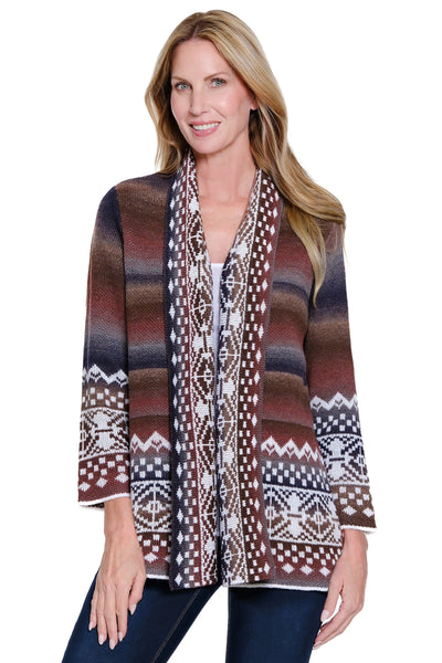 Print Knit Cardigan - Faded Orange