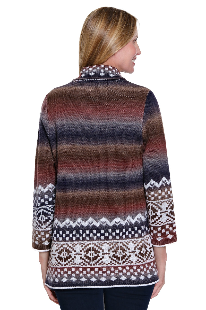 Print Knit Cardigan - Faded Orange