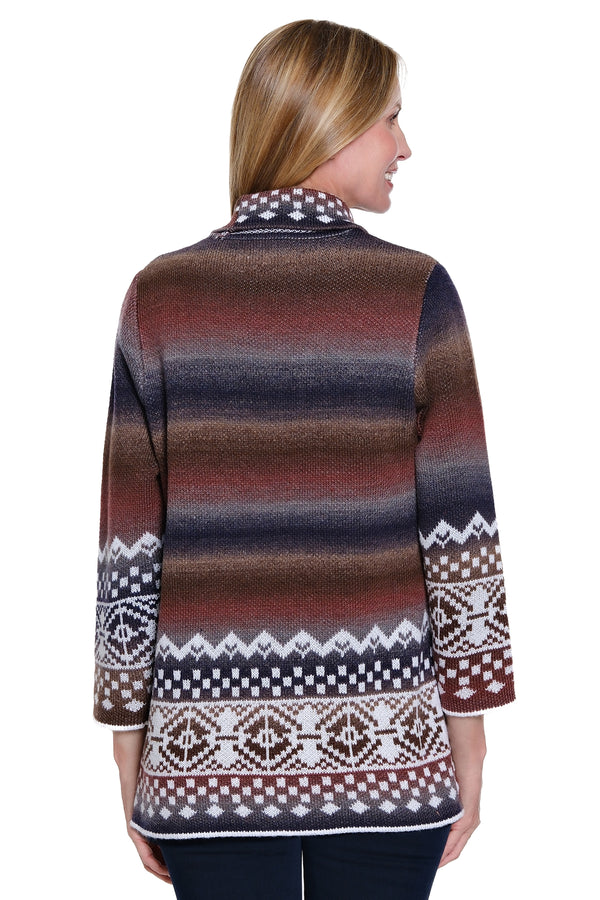 Print Knit Cardigan - Petite - Faded Orange