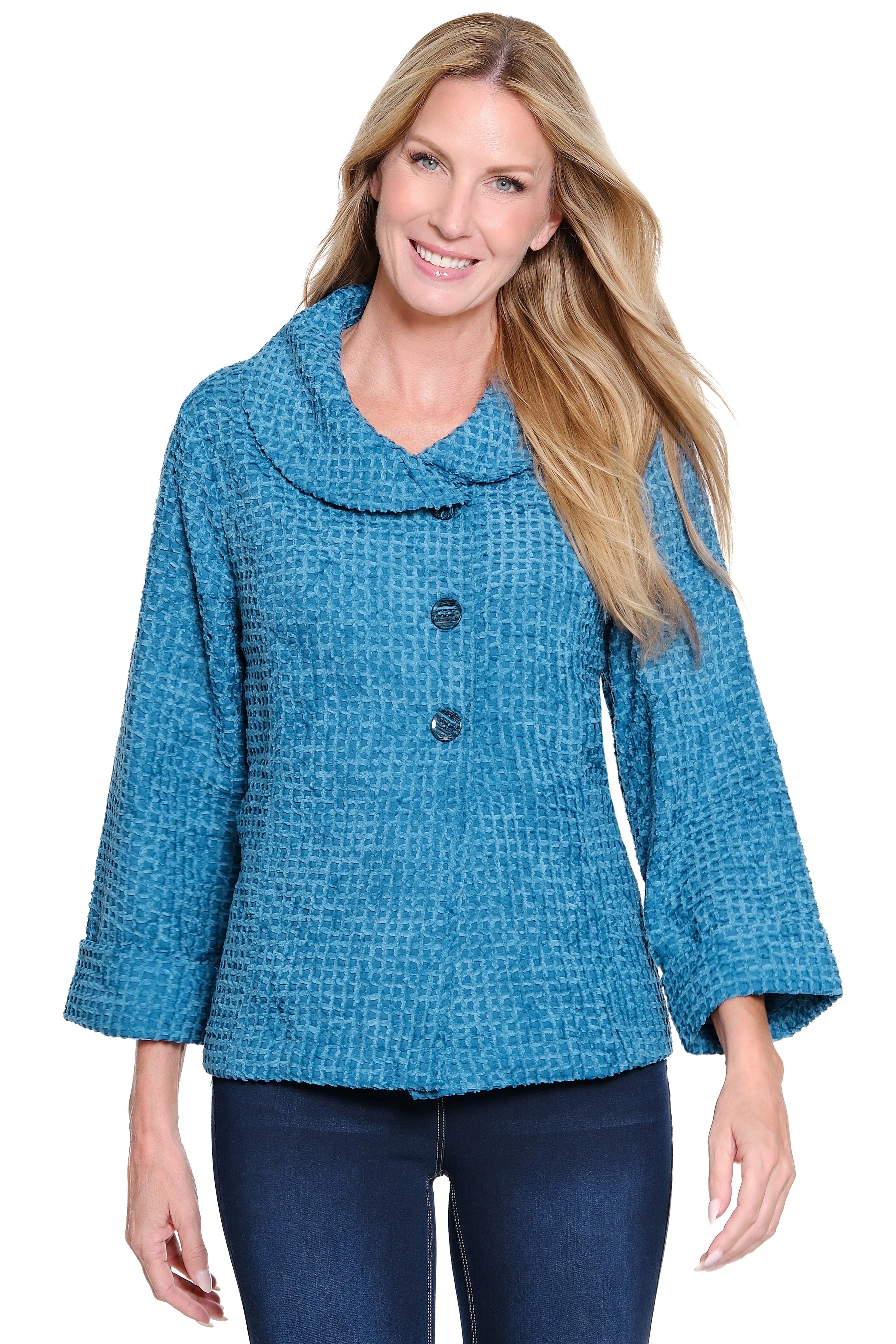 Chenille Shawl Jacket - Indigo Blue