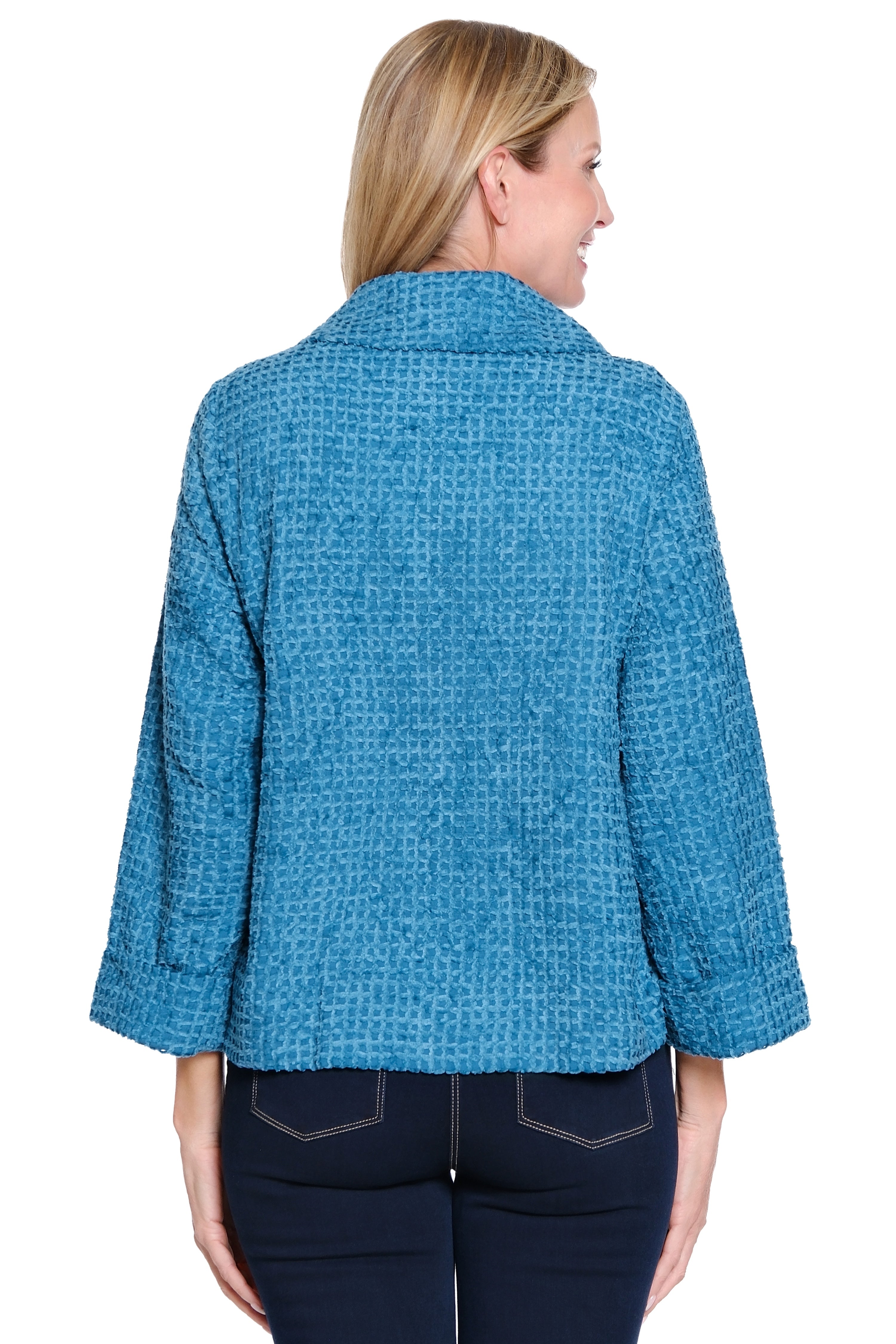 Chenille Shawl Jacket - Indigo Blue