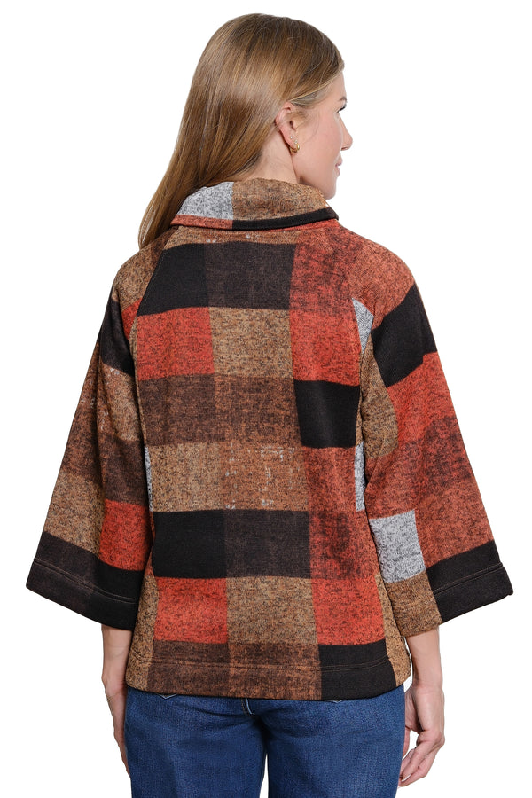 Woven Popover Tunic - Petite - Plaid Multi
