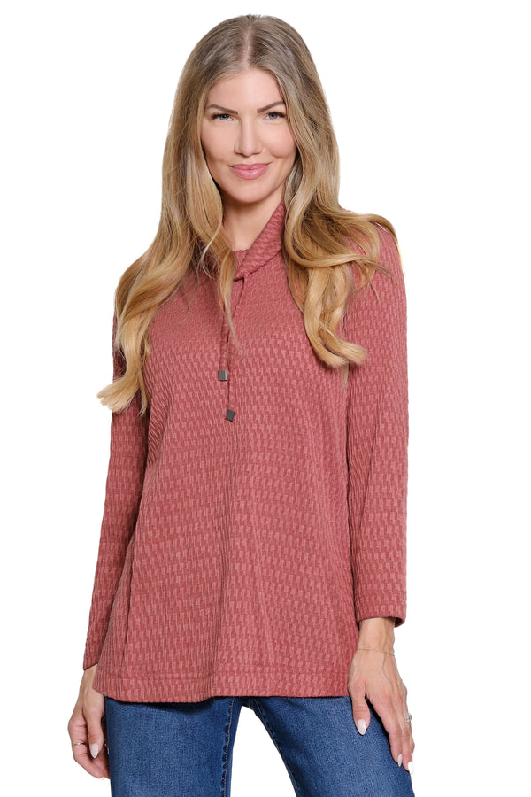 Textured Cowl Neck Tunic - Spice