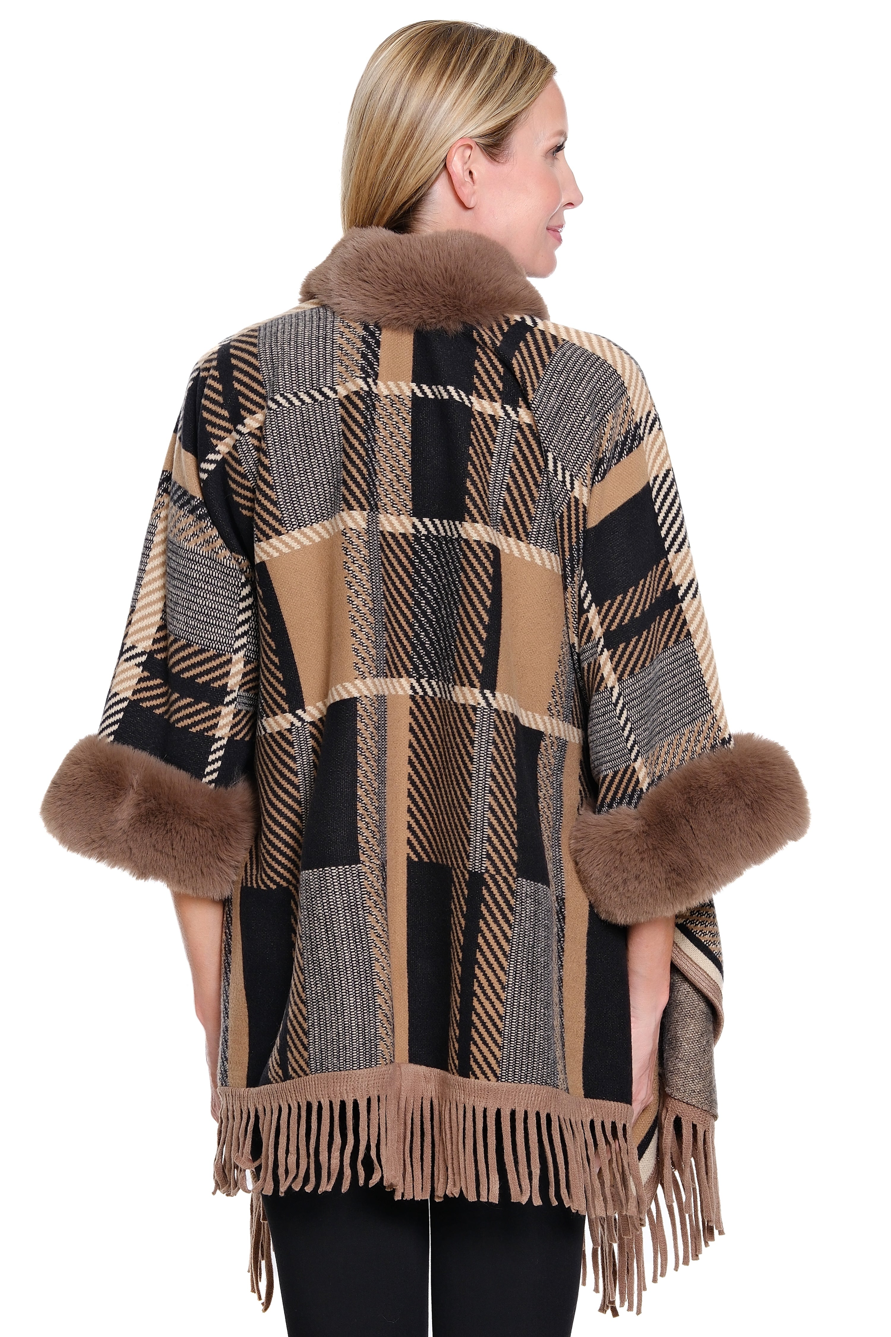 Plush Trim Jacket - Plaid Multi