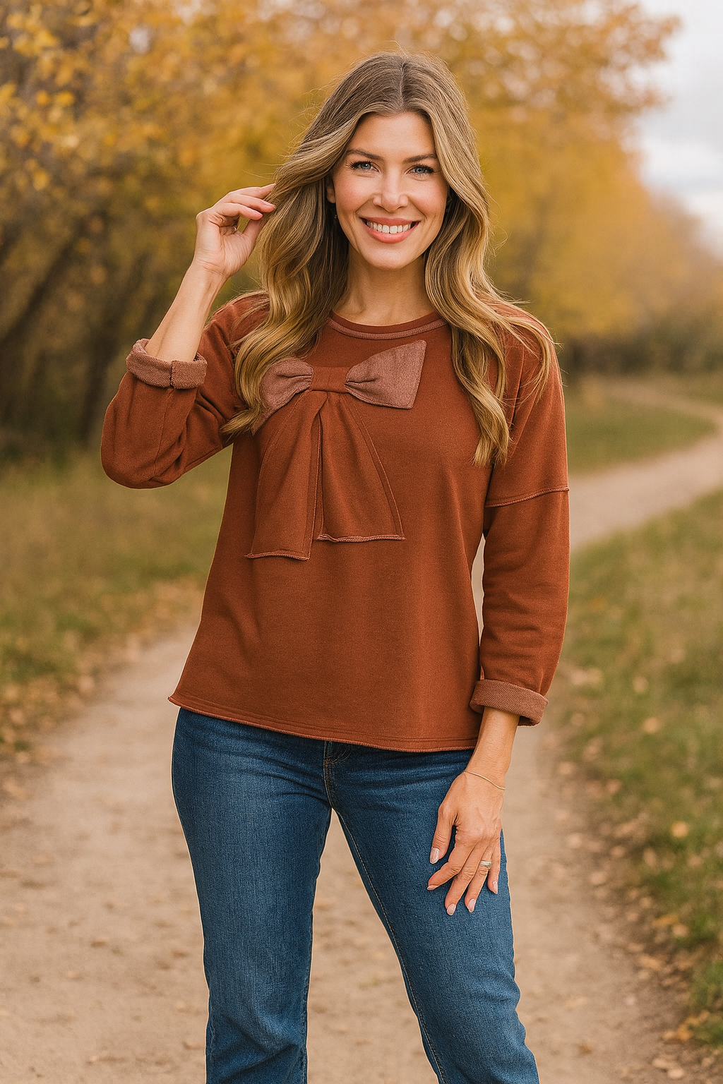 Bow Knit Top - Spice