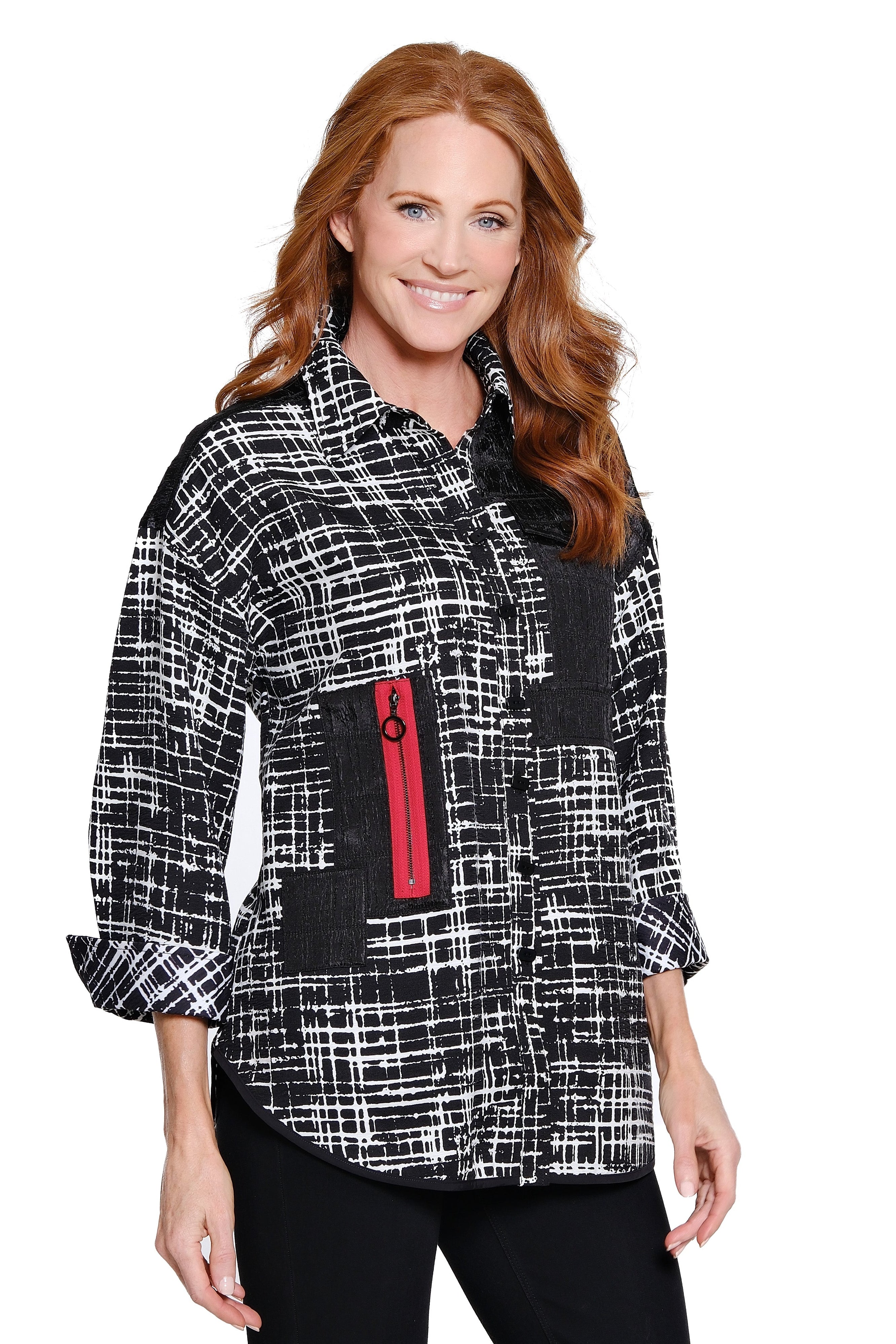 Textured Print Tunic - Black Multi