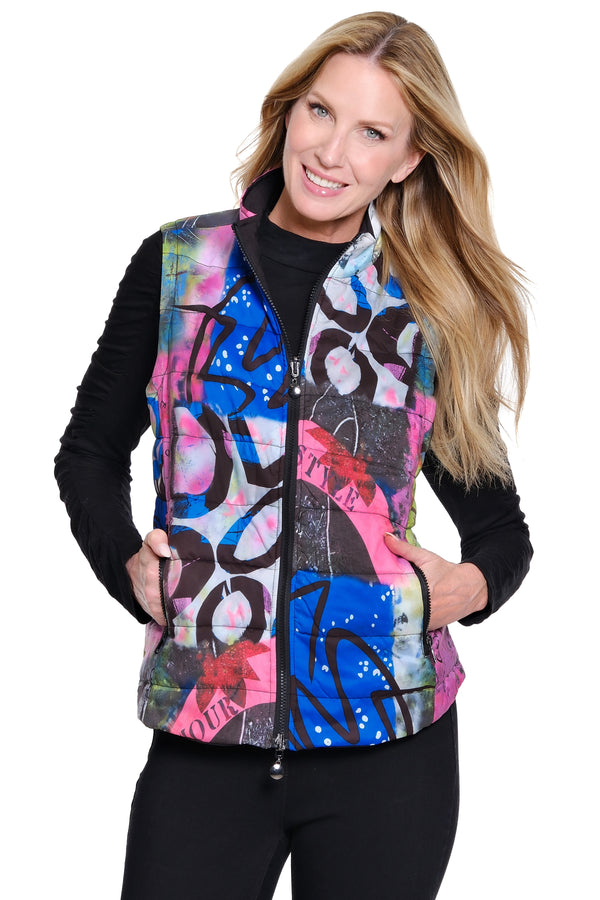Quilted Reversible Vest - Multi