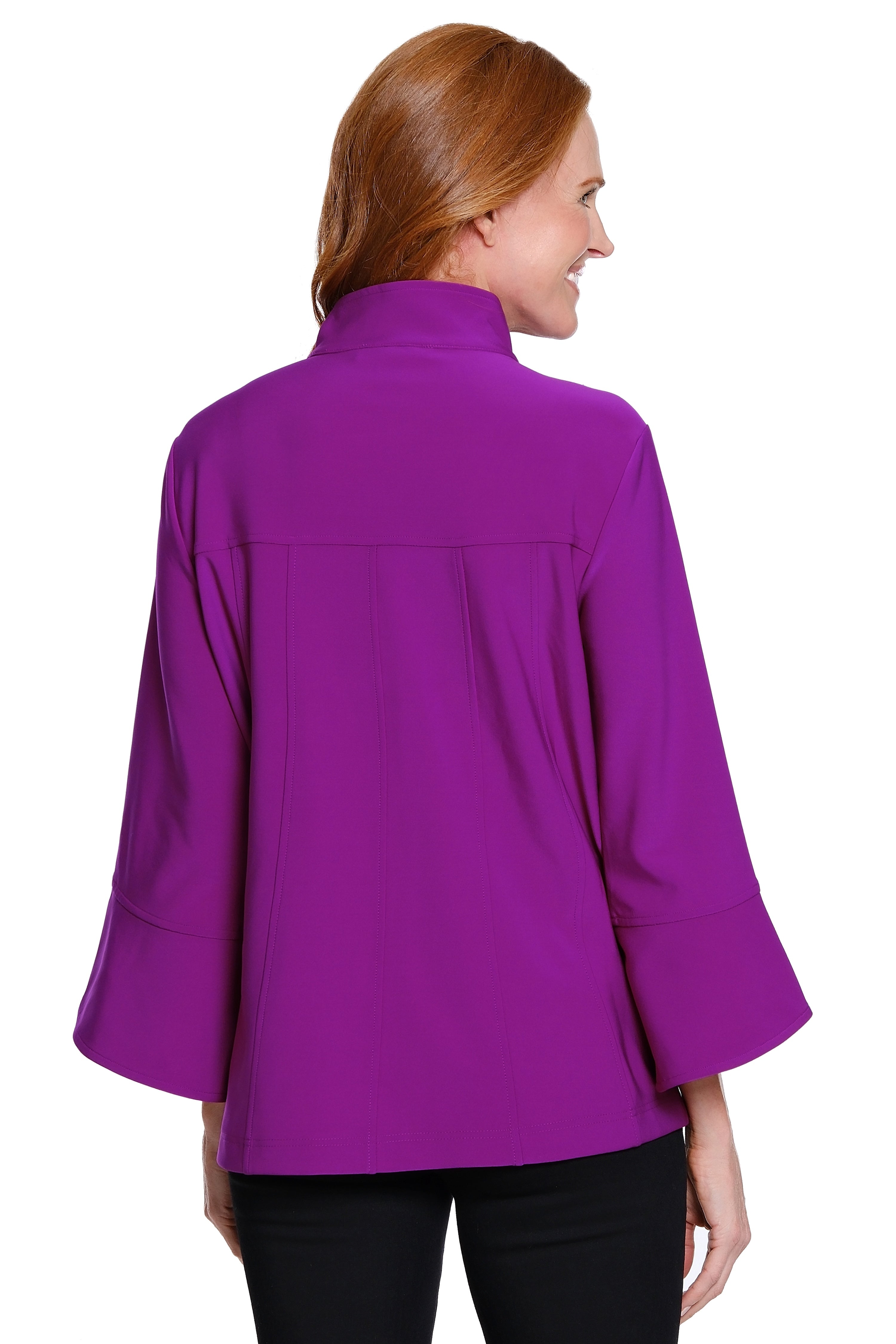 Knit Button-Front Jacket - Purple