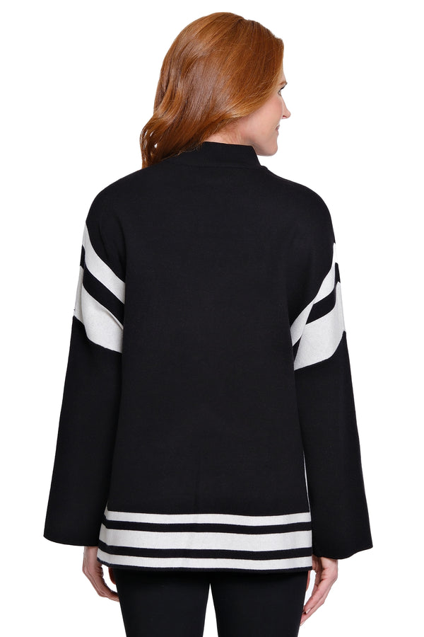 Mock Neck Sweater - Plus - Black/White