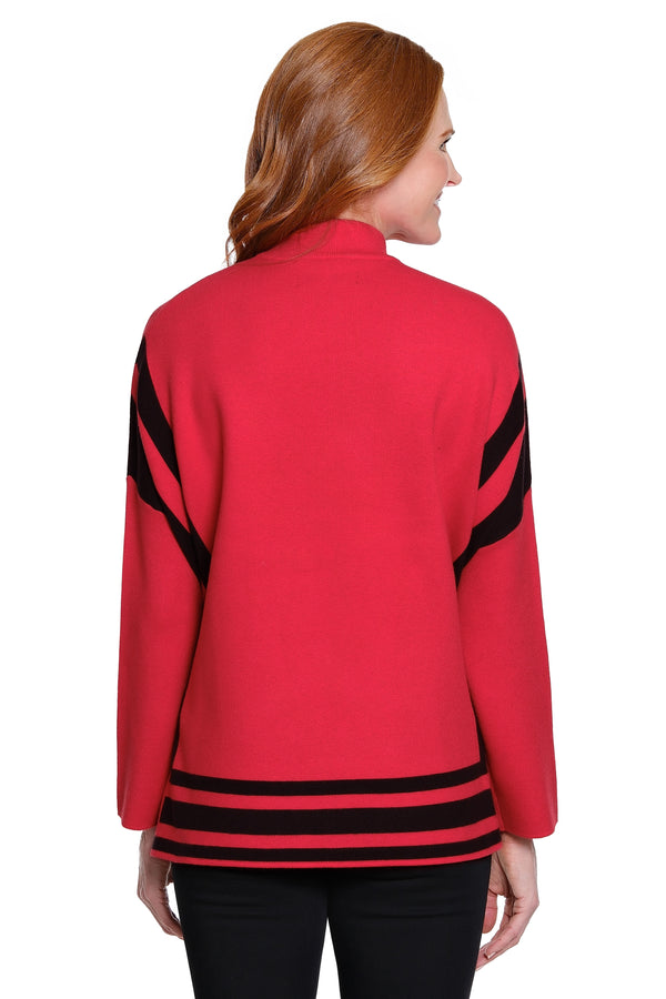 Mock Neck Sweater -  Red