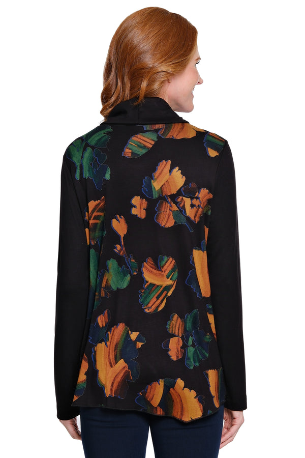 Print Cowl Neck Knit Top - Multi