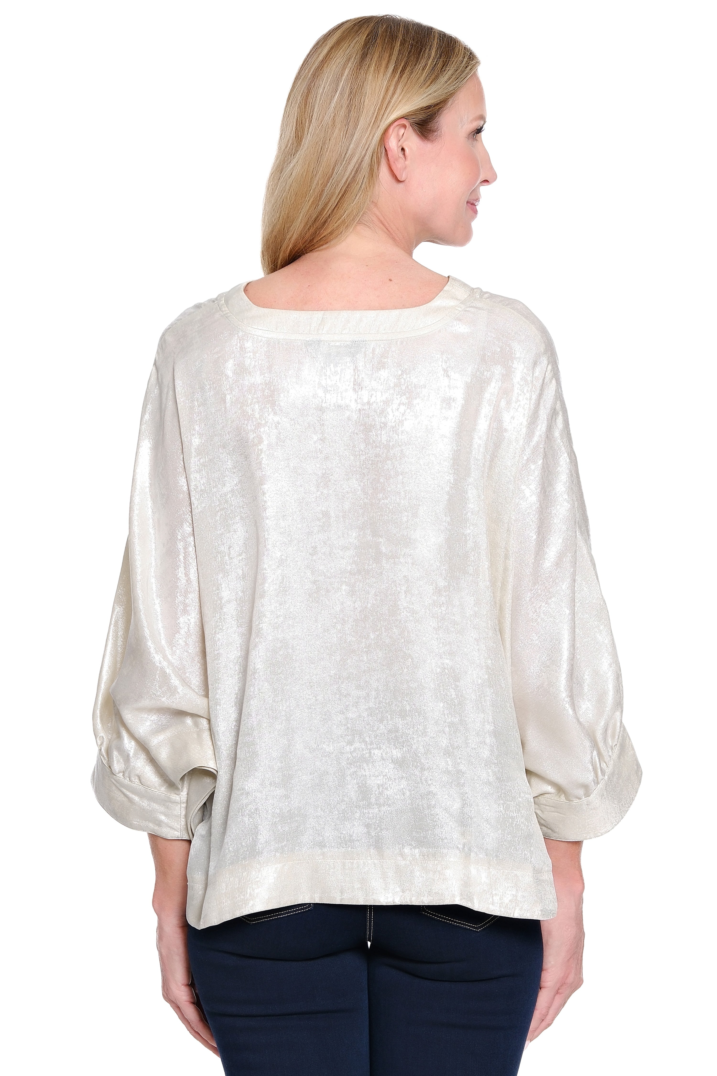 Shimmer V-Neck Tunic - Silver