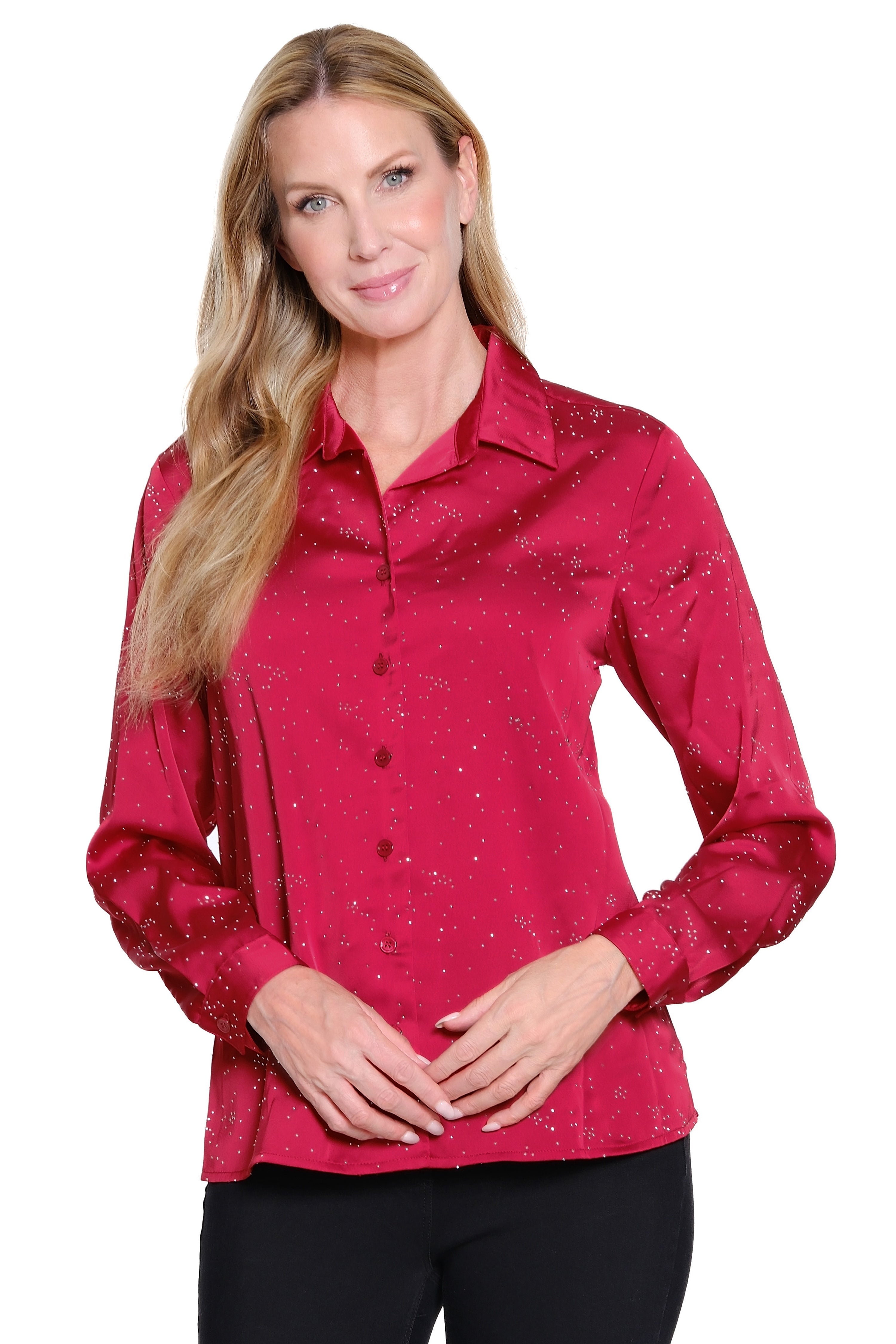 Rhinestone Woven Tunic - Red