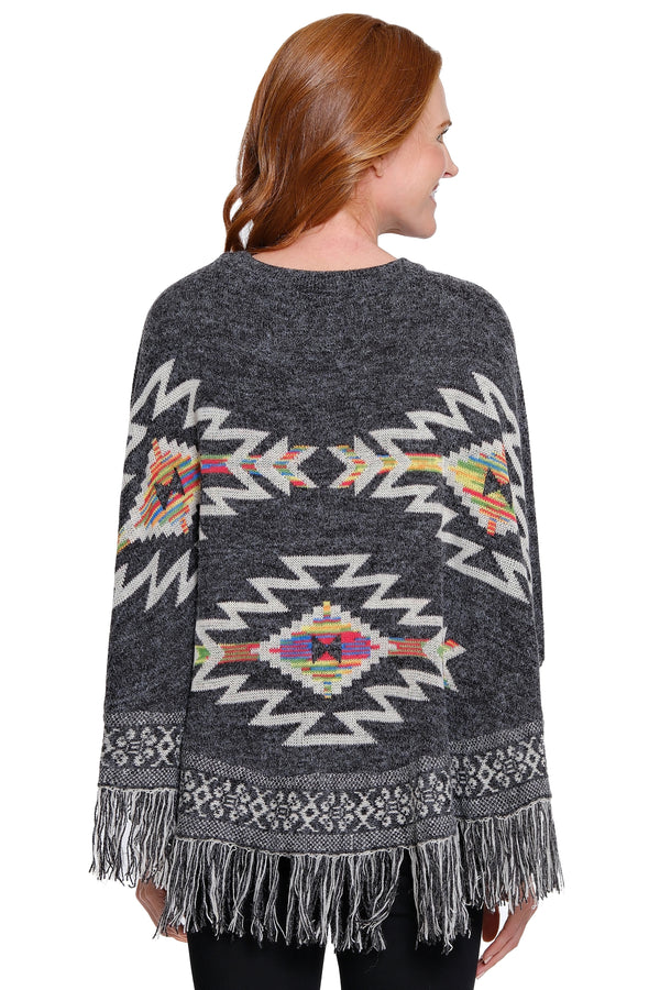 Knit Poncho Sweater - Medium Heather Grey